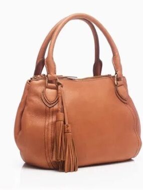 J. Crew Peyton Caramel Leather Shoulder Bag with Tassel
